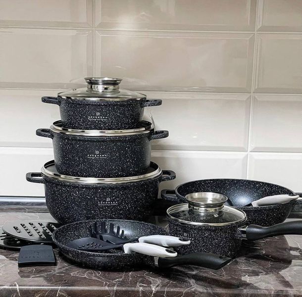 Набір кухонного посуду Edenberg EB-8146 18 предметів мармурове антипригарне покриття ЕВ-8146 фото